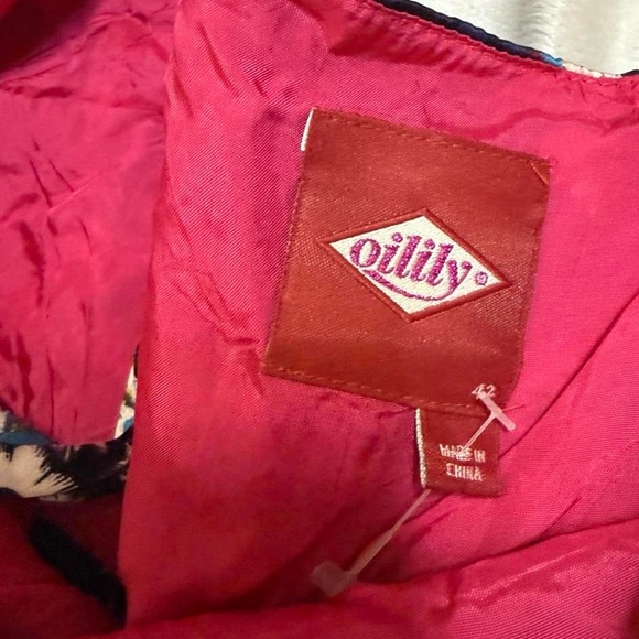 Anthropologie Oilily Retro Print Satin Slip Dress - Picture 5 of 5